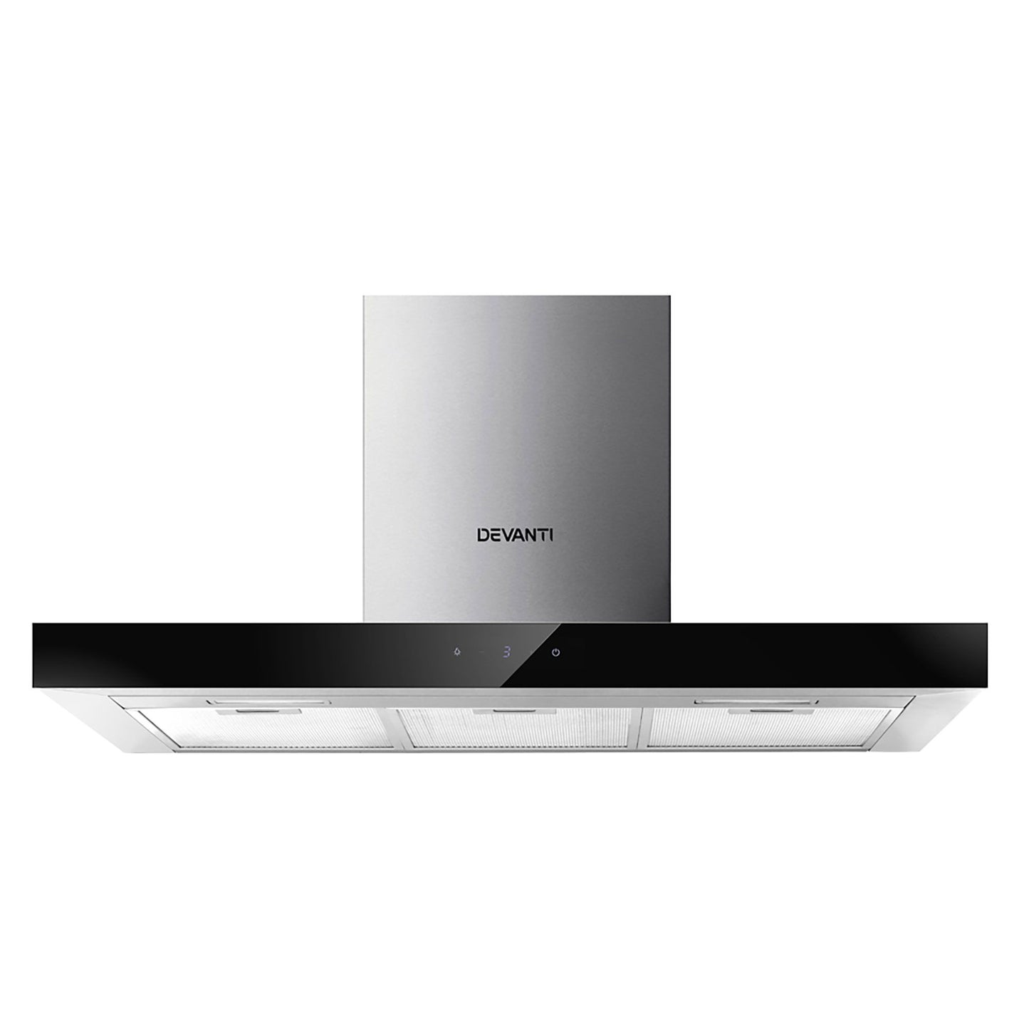 Devanti 900mm T-Shape Range Hood | Black Tempered Glass | Touch Control