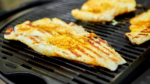 Barbecued Fish with Grilled Zucchini and Lentil Salad
