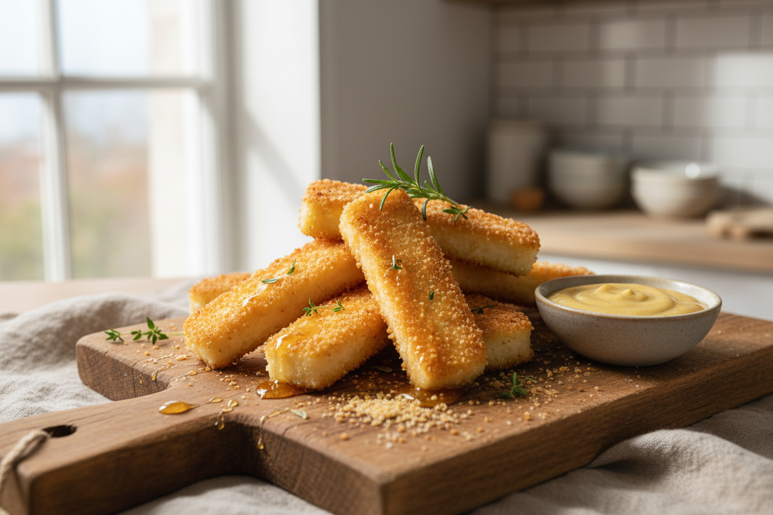 Air Fryer Honey Mustard Haloumi Crunchers