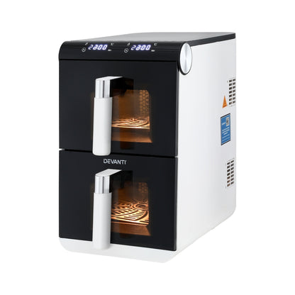 Devanti 11L Dual Zone Air Fryer – Twin 5.5L Baskets | White & Black