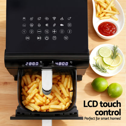 Devanti 11L Dual Zone Air Fryer – Twin 5.5L Baskets | White & Black