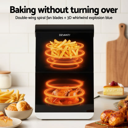 Devanti 11L Dual Zone Air Fryer – Twin 5.5L Baskets | White & Black