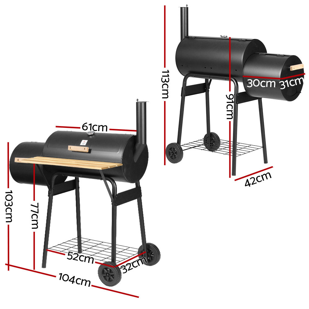 Grillz BBQ Grill 2-In-1 Offset Charcoal Smoker