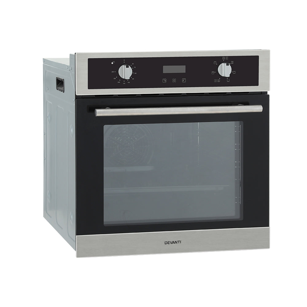 Devanti Electric Built In Wall Oven 80L Convection Grill Ovens Stainless Steel