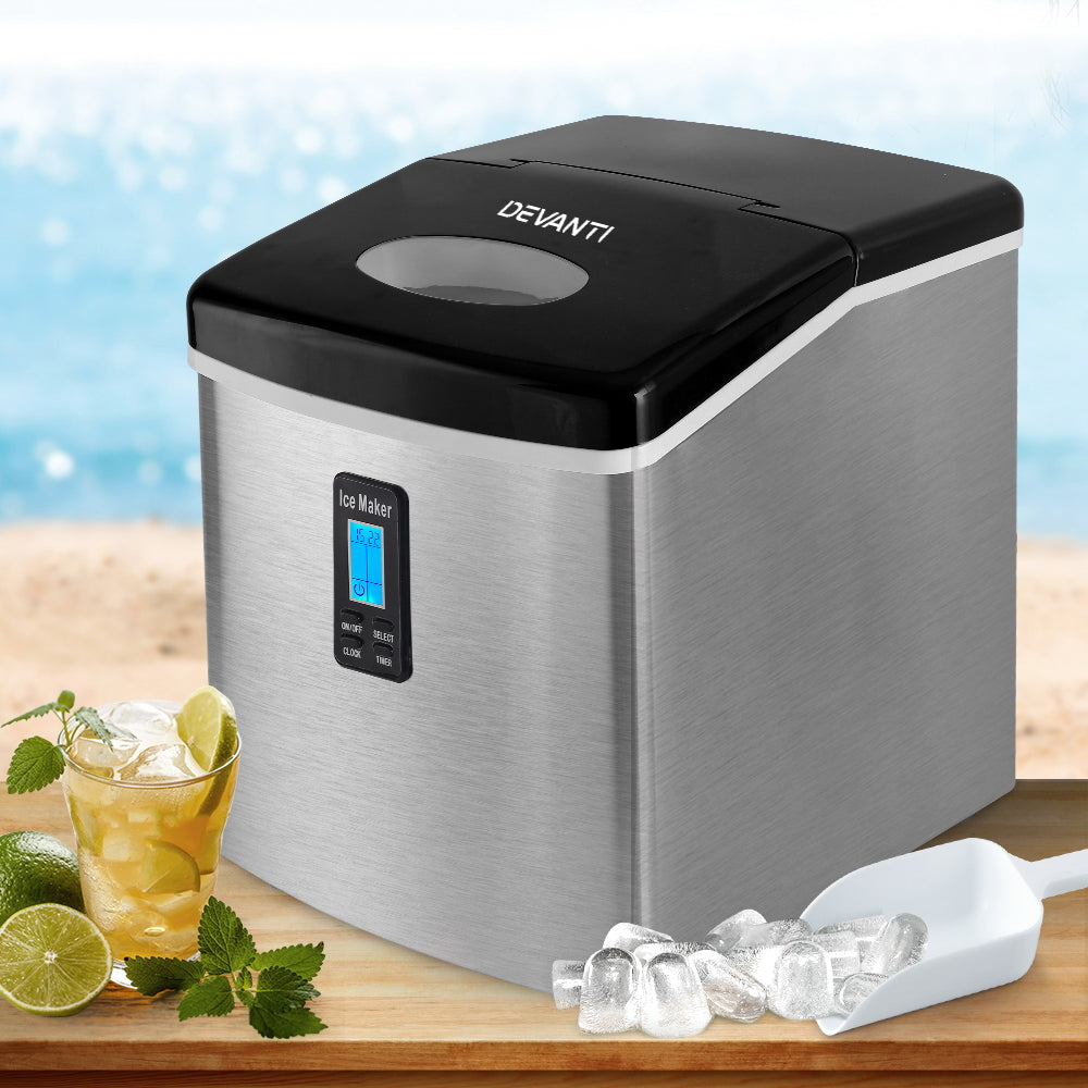 Devanti 3.2L Stainless Steel Portable Ice Cube Maker