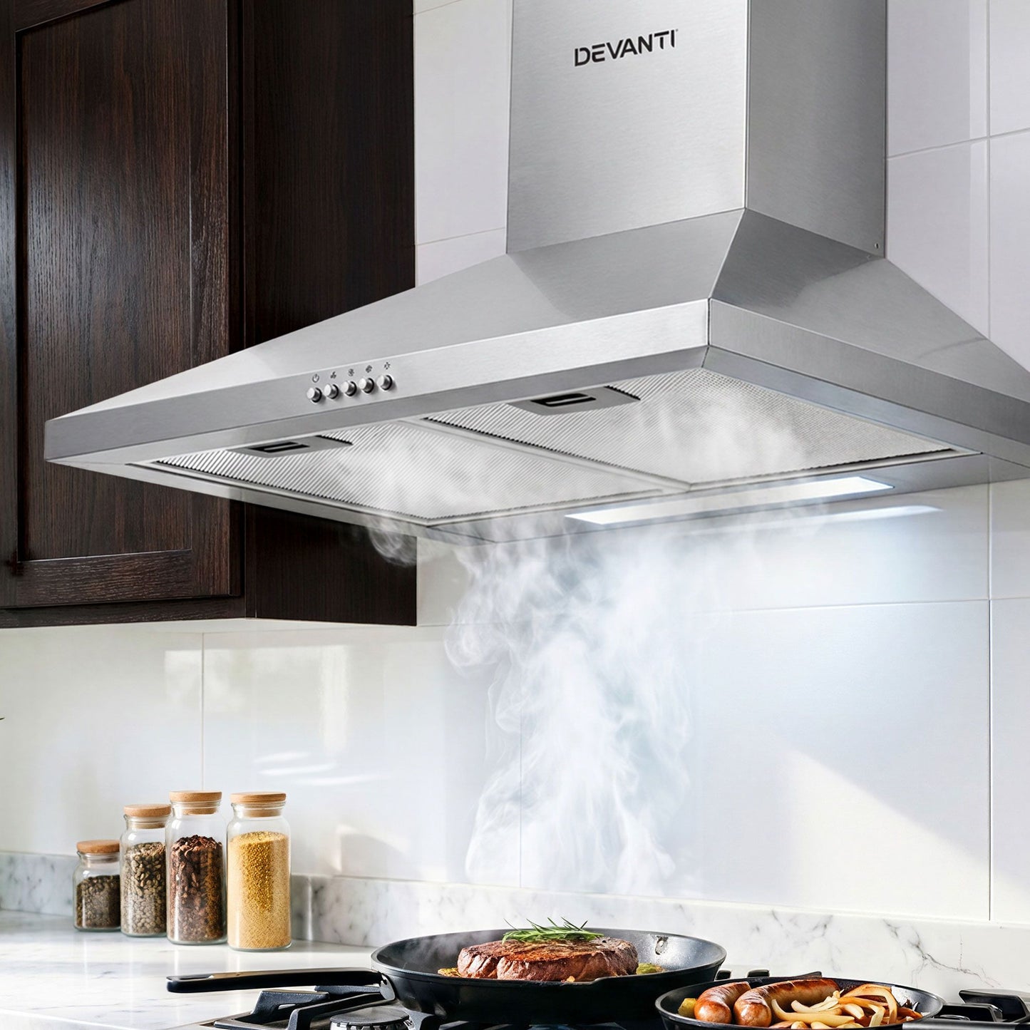 Devanti 600mm Stainless Steel Range Hood | Wall Mount | Silver