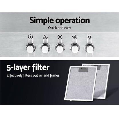 Devanti 600mm Stainless Steel Range Hood | Wall Mount | Silver