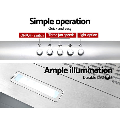 Devanti 600mm Stainless Steel Range Hood | Fixed | Ducted & Recirculating | Silver