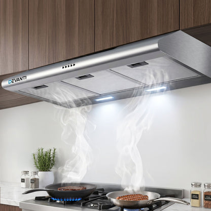 Devanti 900mm Stainless Steel Range Hood | Ducted & Recirculating