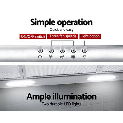 Devanti 900mm Stainless Steel Range Hood | Ducted & Recirculating