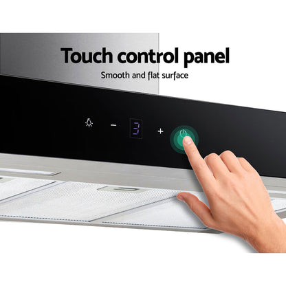 Devanti 900mm T-Shape Range Hood | Black Tempered Glass | Touch Control