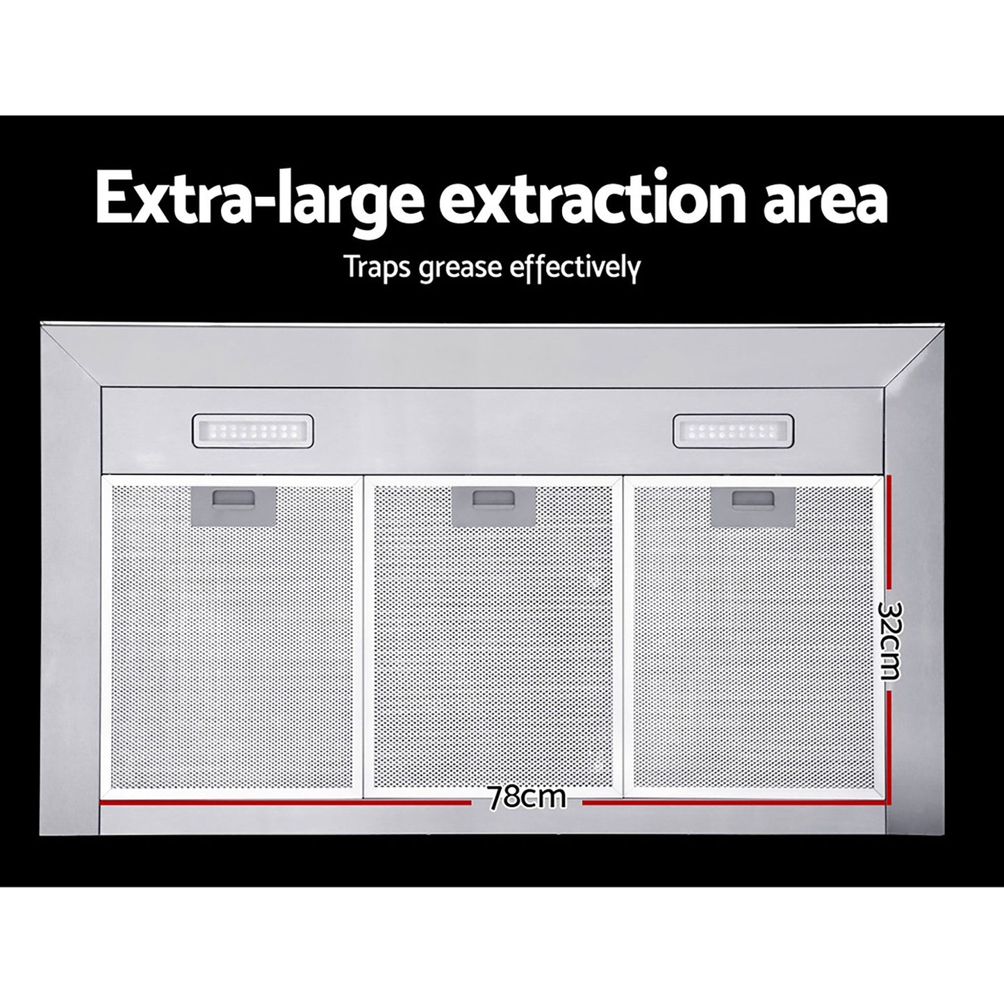 Devanti 900mm T-Shape Range Hood | Black Tempered Glass | Touch Control