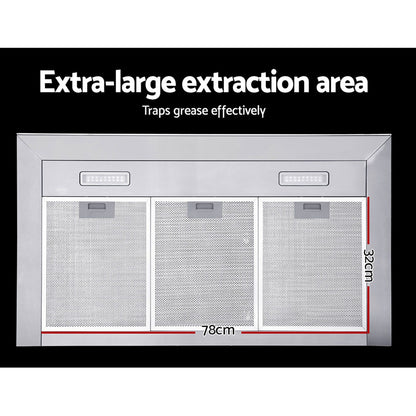 Devanti 900mm T-Shape Range Hood | Black Tempered Glass | Touch Control
