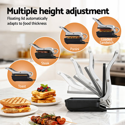 Devanti 3 in 1 Sandwich Maker Steak Press Grill 1000W