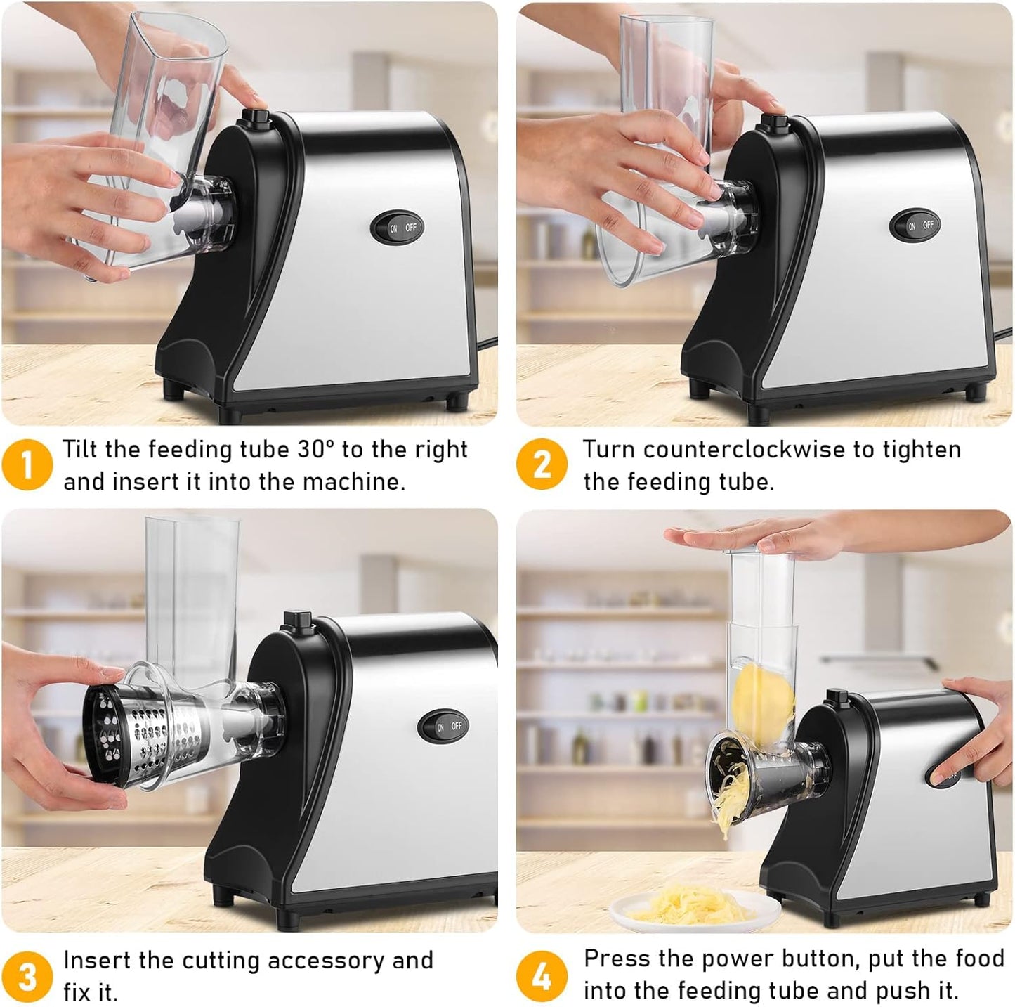 Electric Grater Vegetable Food Rotary Drum Grater Chopper Slicer