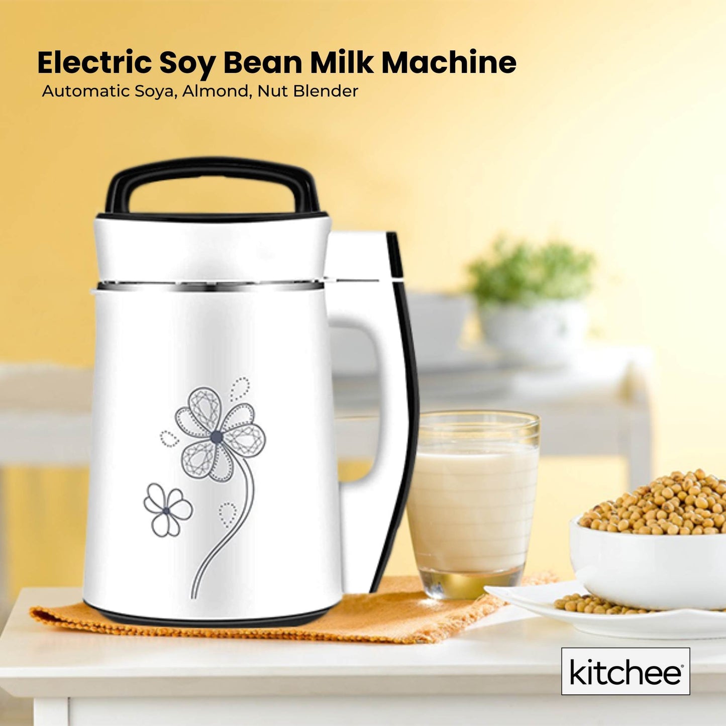 Kitchee 1.2L Electric Soy Bean Milk Maker Machine - Automatic Almond Nut Blender