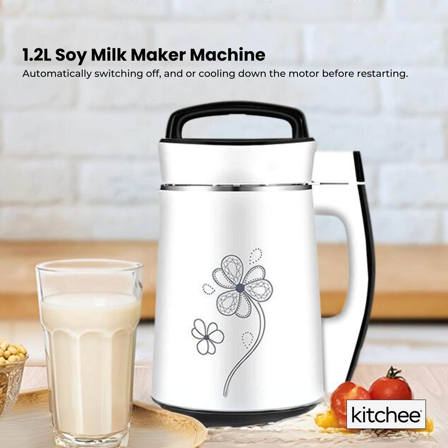 Kitchee 1.2L Electric Soy Bean Milk Maker Machine - Automatic Almond Nut Blender