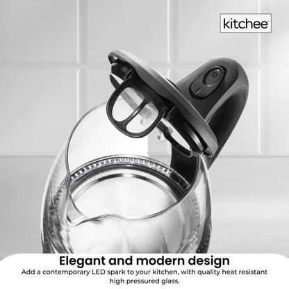 Kitchee 1.7L Glass Electric Kettle LED Light Cordless 360 Water Boiling Jug
