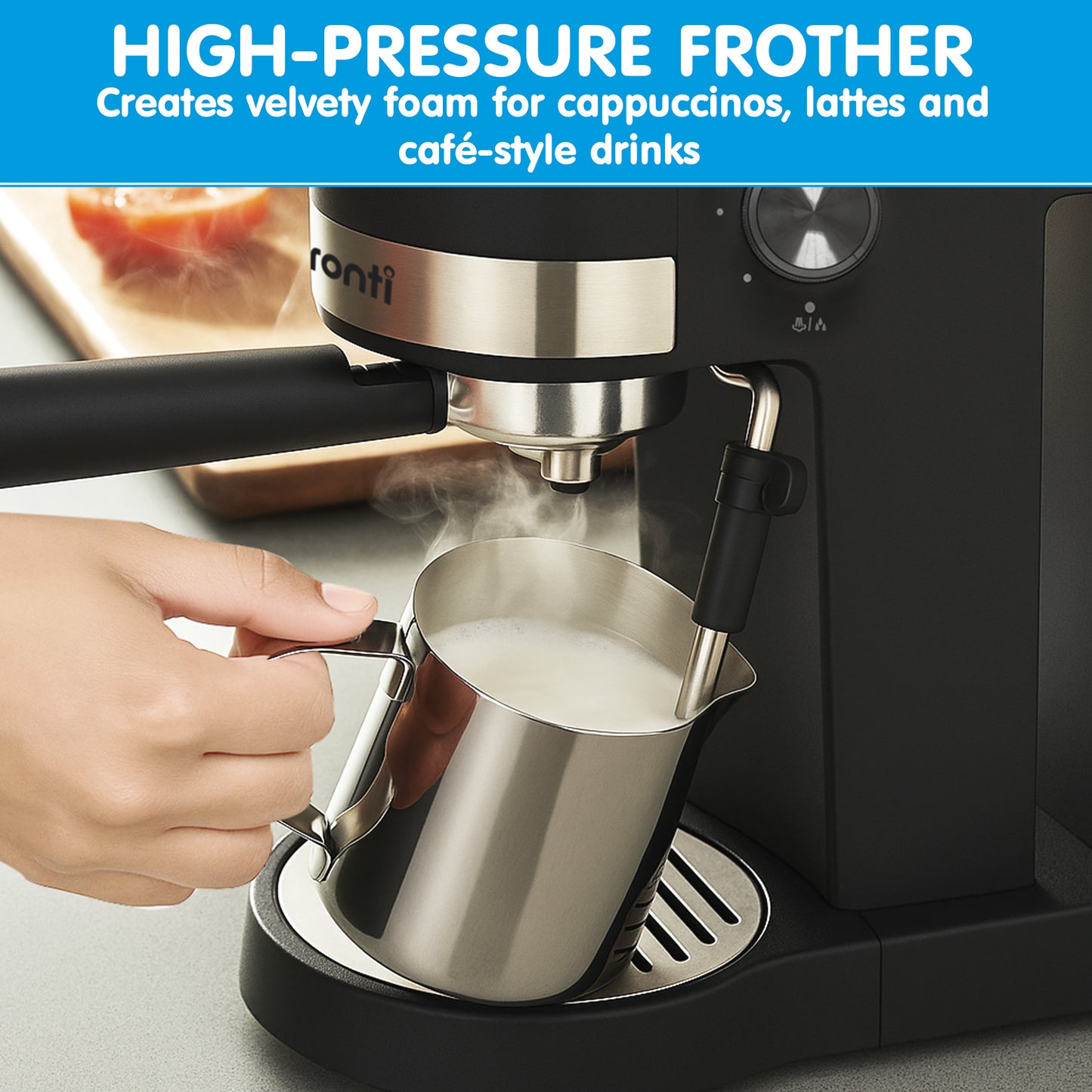 Pronti Breakfast Set with 1.25L Coffee Machine, Silver Noir Toaster & Kettle