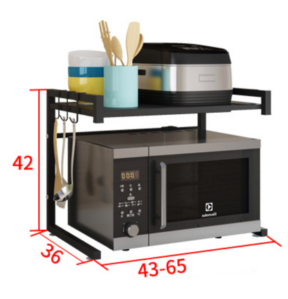 Adjustable Microwave Oven Storage Shelf Black