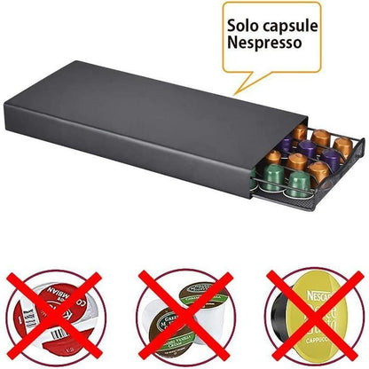Coffee Pod Holder Drawer for Nespresso - 40 Capsules Storage Rack Stand