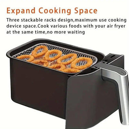 Air Fryer Grill Rack Multi Layer Removable Shelf Mesh Rack for Cooking BBQ - Round