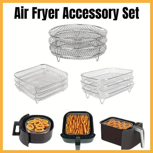 Air Fryer Grill Rack Multi Layer Removable Shelf Mesh Rack for Cooking BBQ - Round