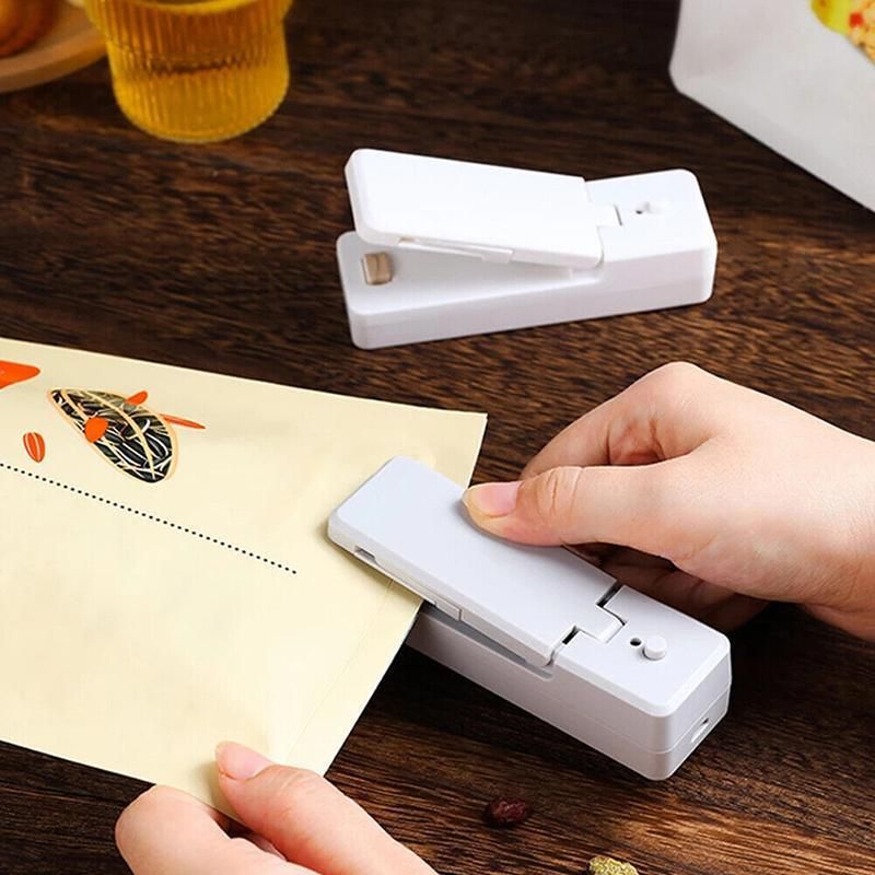 Portable Mini Heat Sealing Machine USB Rechargeable Food Sealer Plastic Bag - Pink
