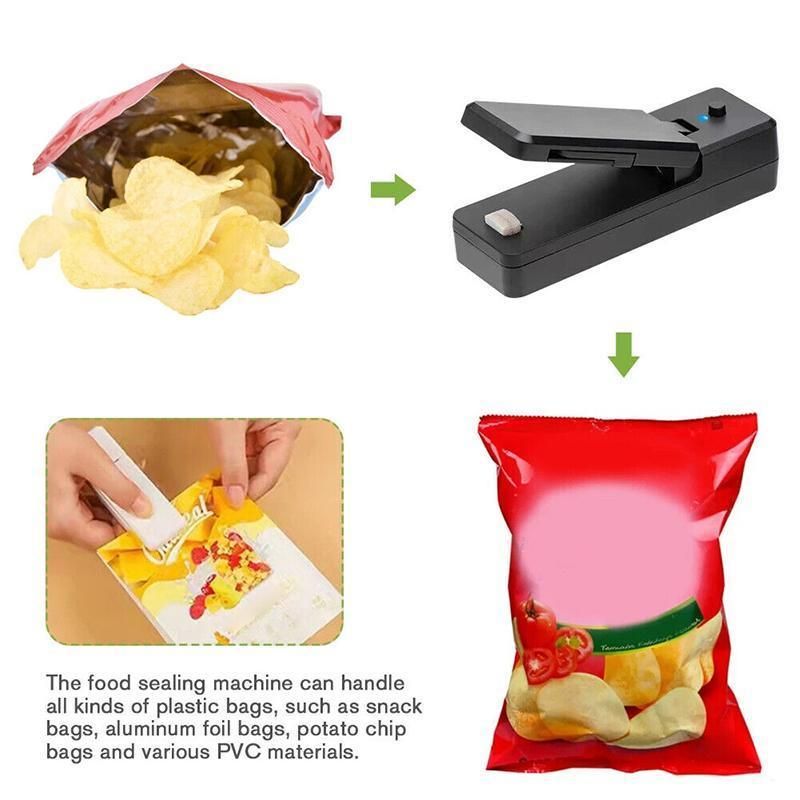 Portable Mini Heat Sealing Machine USB Rechargeable Food Sealer Plastic Bag - Pink