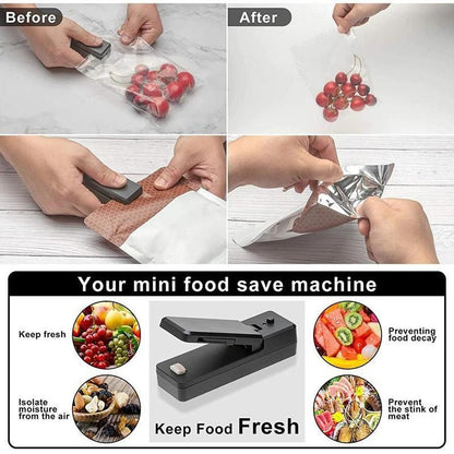 Portable Mini Heat Sealing Machine USB Rechargeable Food Sealer Plastic Bag - Pink