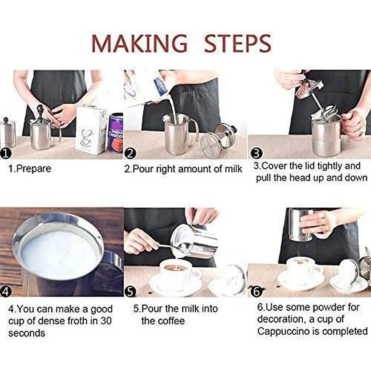 400ml Stainless Steel Manual Milk Frother Double Mesh Strainer Frothing Pitcher