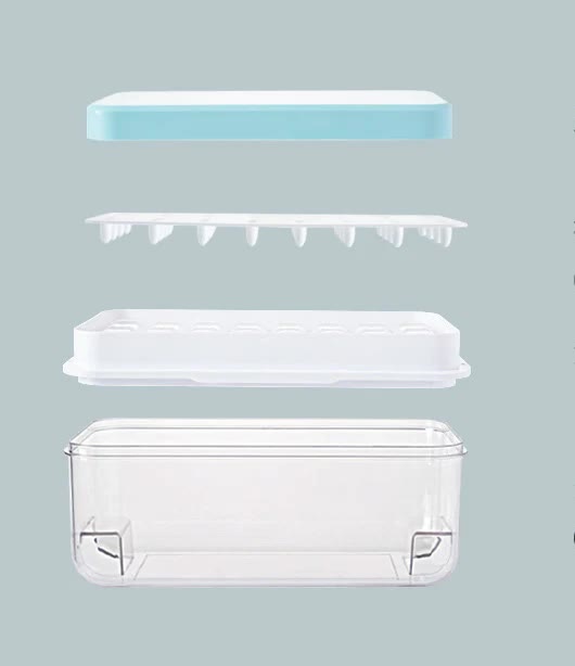 Blue Premium Large-Capacity Ice Cube Tray with Lid and Scoop - Perfect for Cocktails and Summer Drinks