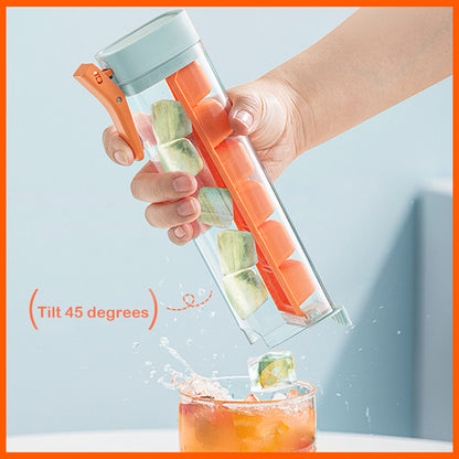 Orange Ice Cube Maker Bottle - Portable and Easy-Release Ice Cube Tray for Drinks