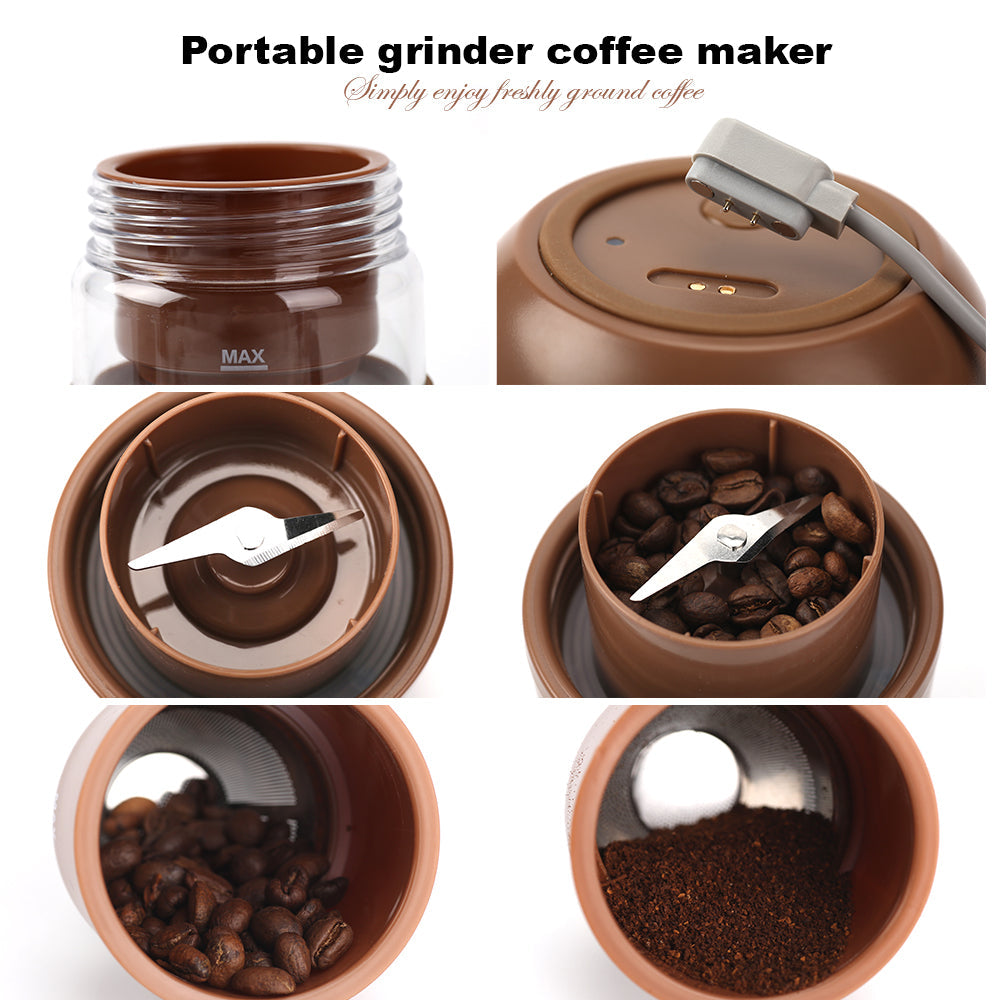 Brown All in1 Anywhere Portable Drip Pour Over Coffee Maker + Electric Grinder + Juice Blender Anywhere Freshly Ground Coffee