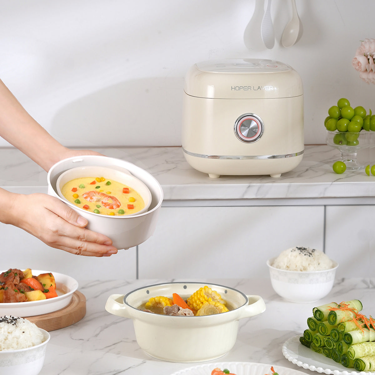 Hoper Layer 3L Portable Non-stick Rice Maker Smart Control Rice Cooker