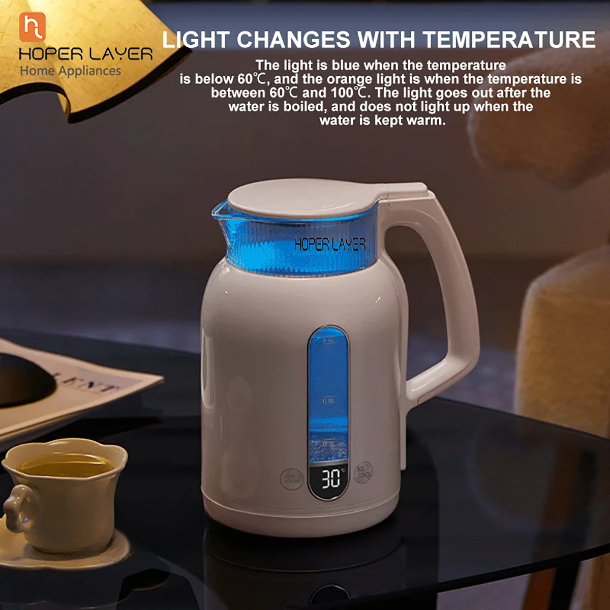 Hoper Layer Insulation Electric Kettle 1.5L 1500W Water Boiler K15-G1