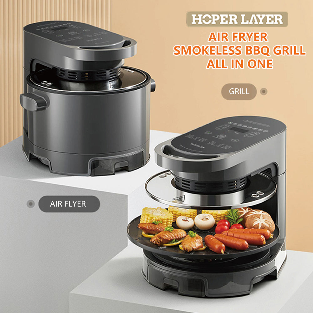 Hoper Layer Multi-functional 2 in 1 air fryer & smokeless BBQ grill  KZ-50