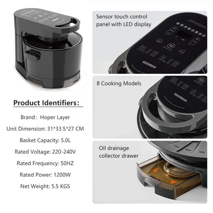 Hoper Layer Multi-functional 2 in 1 air fryer & smokeless BBQ grill  KZ-50