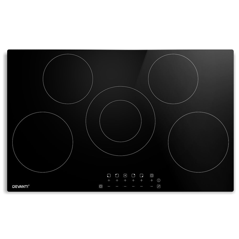 Devanti 90cm Ceramic Cooktop Electric Cook Top 5 Burner Stove Hob Touch Control 6-Zones