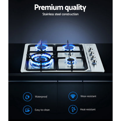 Devanti Gas Cooktop 60cm Stove Hob Silver