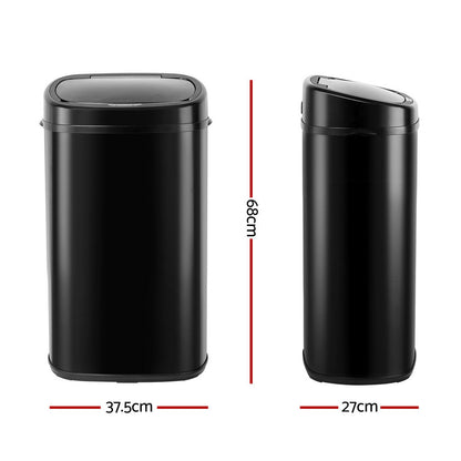 Devanti 58L Motion Sensor Bin Rubbish Automatic Black