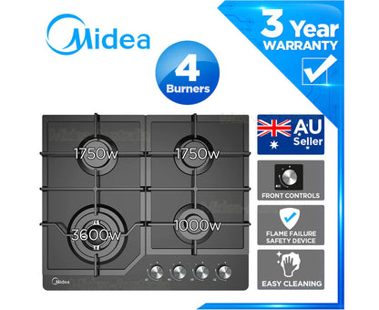 Gas Glass Cooktop 60cm Black