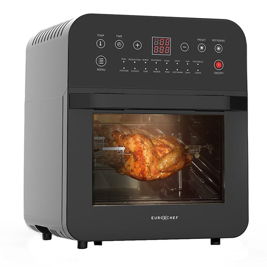 EUROCHEF 16L Air Fryer Electric Digital Airfryer Rotisserie Large Big Dry Black