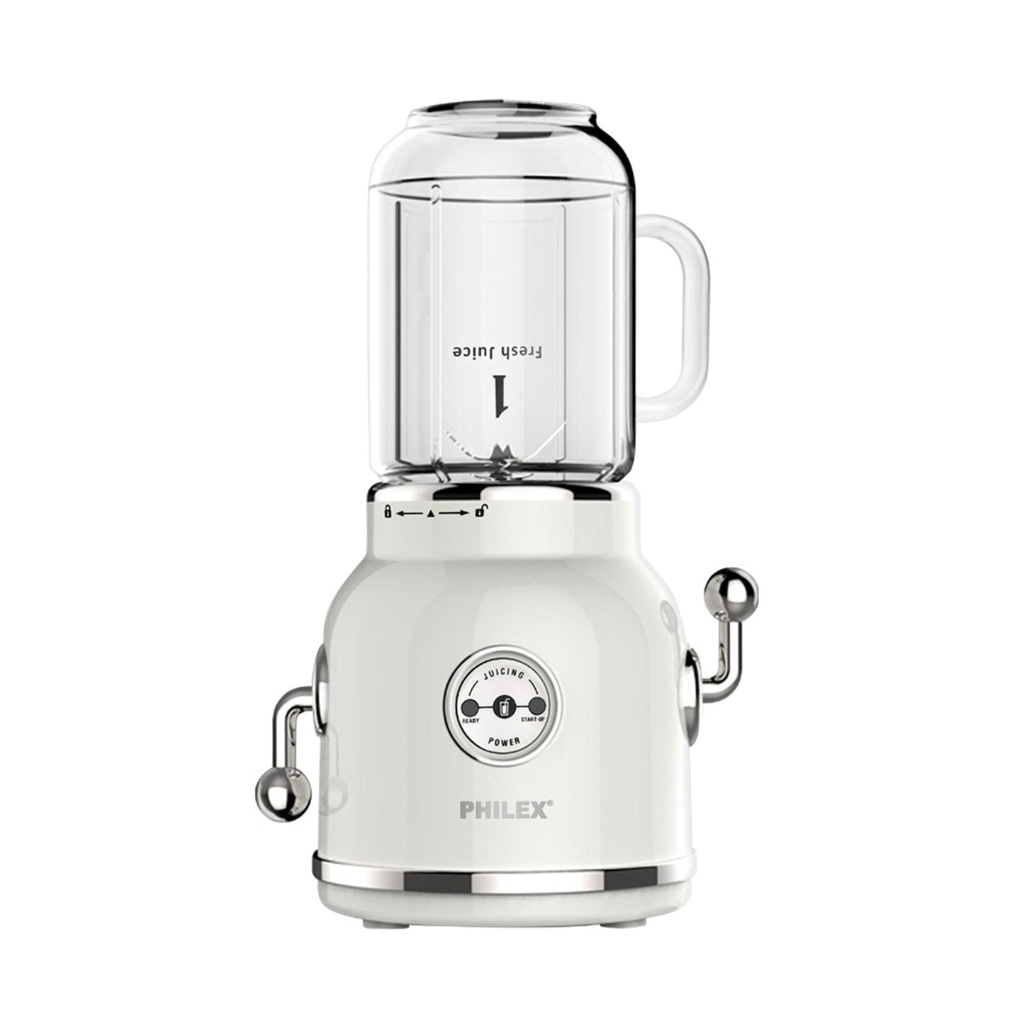 PHILEX 600ml White Electric Blender Juice Smoothie Mixer Retro