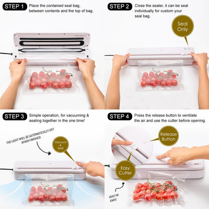 Kitchen Vacuum Food Sealer Sous Vide Machine 100W WHITE